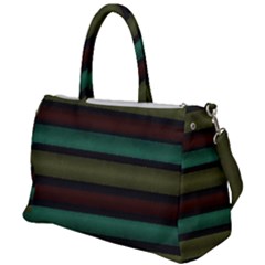 Stripes Green Yellow Brown Grey Duffel Travel Bag