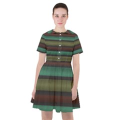 Stripes Green Yellow Brown Grey Sailor Dress by BrightVibesDesign