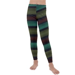 Stripes Green Yellow Brown Grey Kids  Lightweight Velour Leggings