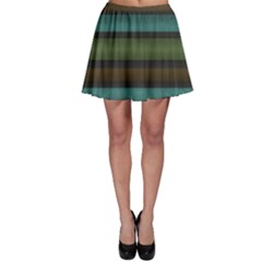 Stripes Teal Yellow Brown Grey Skater Skirt by BrightVibesDesign