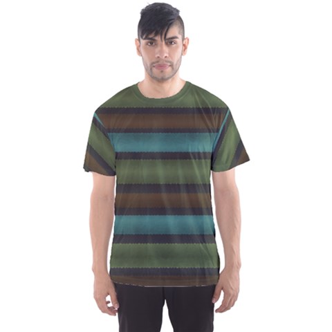 Stripes Teal Yellow Brown Grey Men s Sports Mesh Tee by BrightVibesDesign