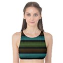 Stripes Teal Yellow Brown Grey Tank Bikini Top View1