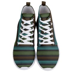 Stripes Teal Yellow Brown Grey Men s Lightweight High Top Sneakers