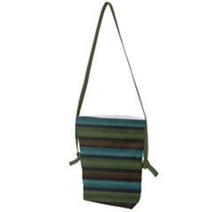 Stripes Teal Yellow Brown Grey Folding Shoulder Bag by BrightVibesDesign