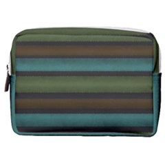 Stripes Teal Yellow Brown Grey Make Up Pouch (medium)