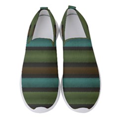 Stripes Teal Yellow Brown Grey Women s Slip On Sneakers