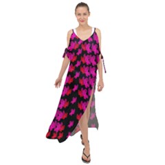 Flowers Coming From Above Maxi Chiffon Cover Up Dress