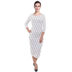 No Step On Snek Pattern White Background Meme Quarter Sleeve Midi Velour Bodycon Dress