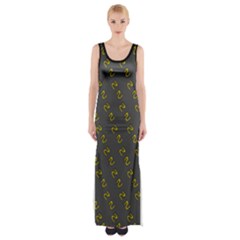 No Step On Snek Pattern Charcoal Dark Gray Background Meme Thigh Split Maxi Dress by snek