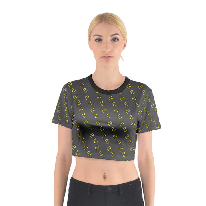 No Step On Snek Pattern Charcoal Dark Gray background Meme Cotton Crop Top