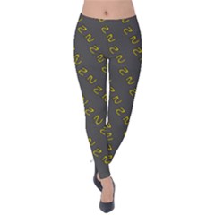 No Step On Snek Pattern Charcoal Dark Gray Background Meme Velvet Leggings by snek