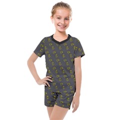 No Step On Snek Pattern Charcoal Dark Gray Background Meme Kids  Mesh Tee And Shorts Set