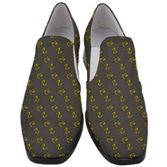 No Step On Snek Pattern Charcoal Dark Gray Background Meme Women Slip On Heel Loafers