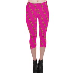 No Step On Snek Pattern Pink Background Meme Capri Leggings  by snek