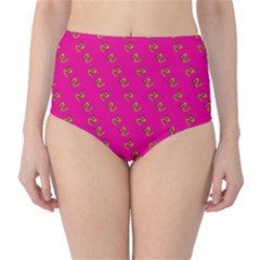 No Step On Snek Pattern Pink Background Meme Classic High-waist Bikini Bottoms by snek