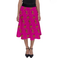 No Step On Snek Pattern Pink Background Meme Perfect Length Midi Skirt