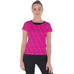 No Step On Snek Pattern Pink Background Meme Short Sleeve Sports Top  by snek