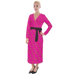 No Step On Snek Pattern Pink Background Meme Velvet Maxi Wrap Dress