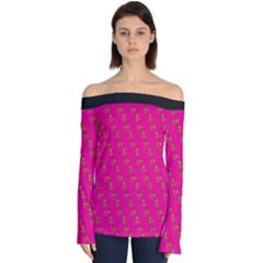 No Step On Snek Pattern Pink Background Meme Off Shoulder Long Sleeve Top