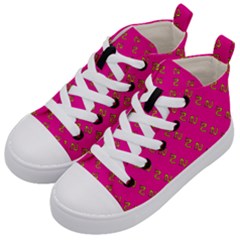 No Step On Snek Pattern Pink Background Meme Kids  Mid-top Canvas Sneakers by snek