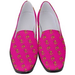 No Step On Snek Pattern Pink Background Meme Women s Classic Loafer Heels by snek