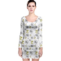 No Step On Snek Do Not Bubble Speech Pattern White Background Meme Long Sleeve Bodycon Dress by snek