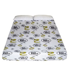 No Step On Snek Do Not Bubble Speech Pattern White Background Meme Fitted Sheet (california King Size) by snek