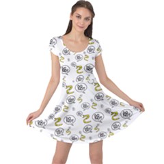 No Step On Snek Do Not Bubble Speech Pattern White Background Meme Cap Sleeve Dress by snek