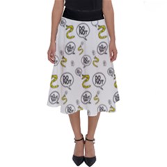 No Step On Snek Do Not Bubble Speech Pattern White Background Meme Perfect Length Midi Skirt by snek