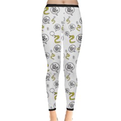 No Step On Snek Do Not Bubble Speech Pattern White Background Meme Inside Out Leggings by snek