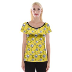 No Step On Snek Do Not Bubble Speech Pattern Yellow Background Meme Cap Sleeve Top by snek