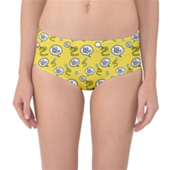 No Step On Snek Do Not Bubble Speech Pattern Yellow Background Meme Mid-waist Bikini Bottoms by snek