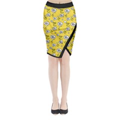 No Step On Snek Do Not Bubble Speech Pattern Yellow Background Meme Midi Wrap Pencil Skirt by snek