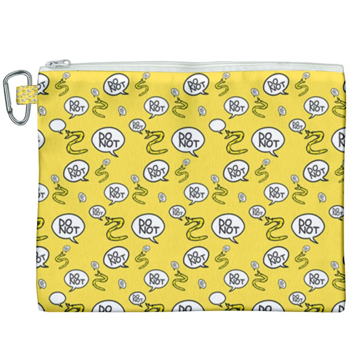 No Step On Snek DO NOT bubble speech Pattern yellow background Meme Canvas Cosmetic Bag (XXXL)