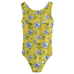 No Step On Snek Do Not Bubble Speech Pattern Yellow Background Meme Kids  Cut-out Back One Piece Swimsuit by snek