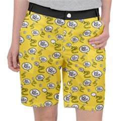 No Step On Snek Do Not Bubble Speech Pattern Yellow Background Meme Pocket Shorts