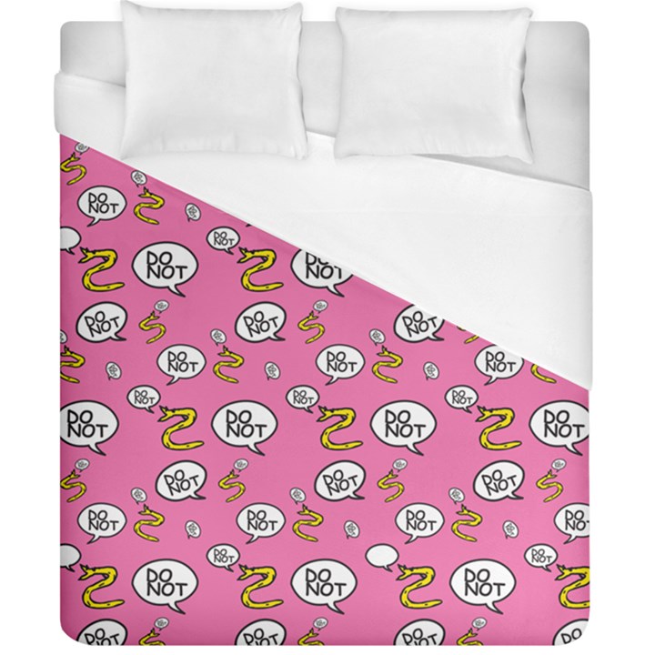 No Step On Snek DO NOT bubble speech Pattern pink background Meme Duvet Cover (California King Size)