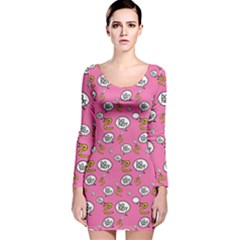 No Step On Snek Do Not Bubble Speech Pattern Pink Background Meme Long Sleeve Velvet Bodycon Dress by snek