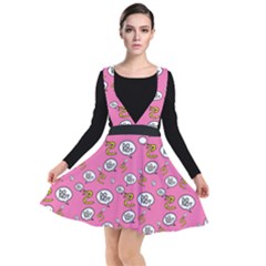 No Step On Snek Do Not Bubble Speech Pattern Pink Background Meme Plunge Pinafore Dress