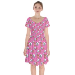 No Step On Snek Do Not Bubble Speech Pattern Pink Background Meme Short Sleeve Bardot Dress by snek