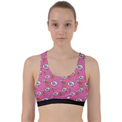 No Step On Snek Do Not Bubble Speech Pattern Pink Background Meme Back Weave Sports Bra by snek