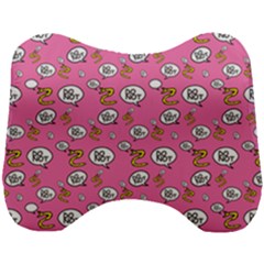 No Step On Snek Do Not Bubble Speech Pattern Pink Background Meme Head Support Cushion by snek