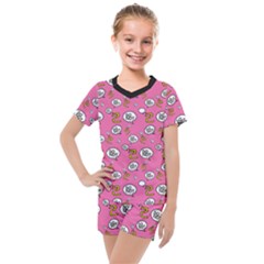 No Step On Snek Do Not Bubble Speech Pattern Pink Background Meme Kids  Mesh Tee And Shorts Set