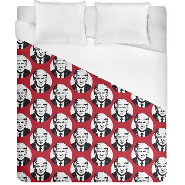 Trump Retro Face Pattern MAGA Red US Patriot Duvet Cover (California King Size)