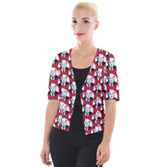 Trump Retro Face Pattern Maga Red Us Patriot Cropped Button Cardigan by snek