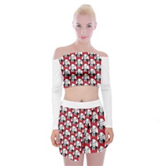 Trump Retro Face Pattern Maga Red Us Patriot Off Shoulder Top With Mini Skirt Set by snek