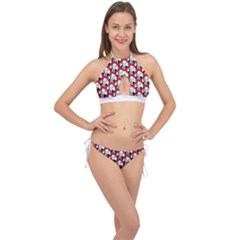 Trump Retro Face Pattern Maga Red Us Patriot Cross Front Halter Bikini Set by snek