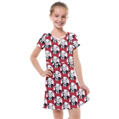 Trump Retro Face Pattern Maga Red Us Patriot Kids  Cross Web Dress by snek