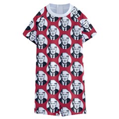 Trump Retro Face Pattern Maga Red Us Patriot Kids  Boyleg Half Suit Swimwear by snek