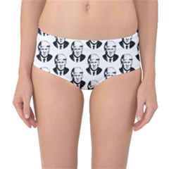 Trump Retro Face Pattern Maga Black And White Us Patriot Mid-waist Bikini Bottoms by snek